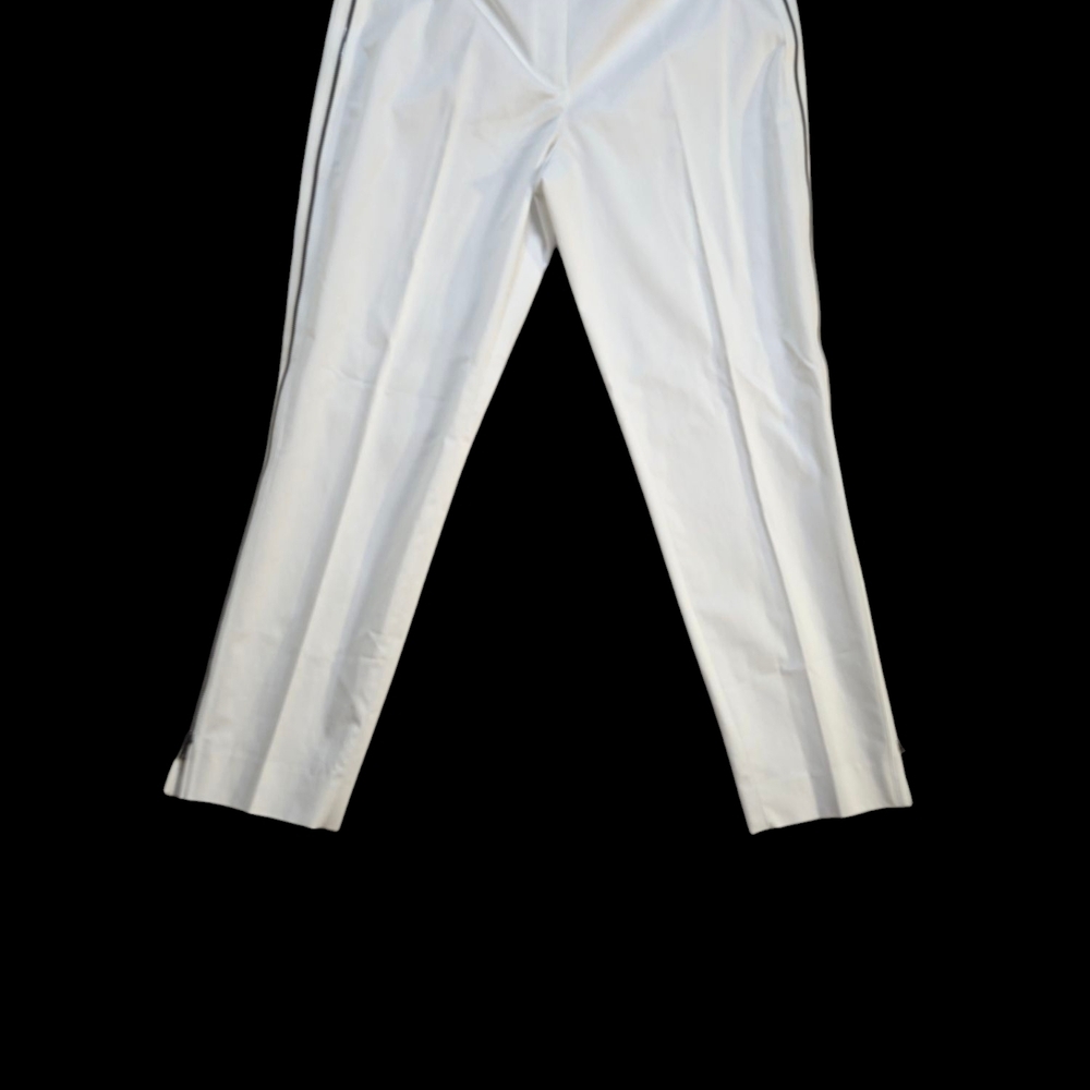 Tahari Womens White Crop Pants With Zippers On Side Sz.8